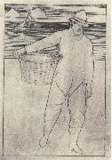 Joseph E.Southall Fisherman and basket Southwold oil